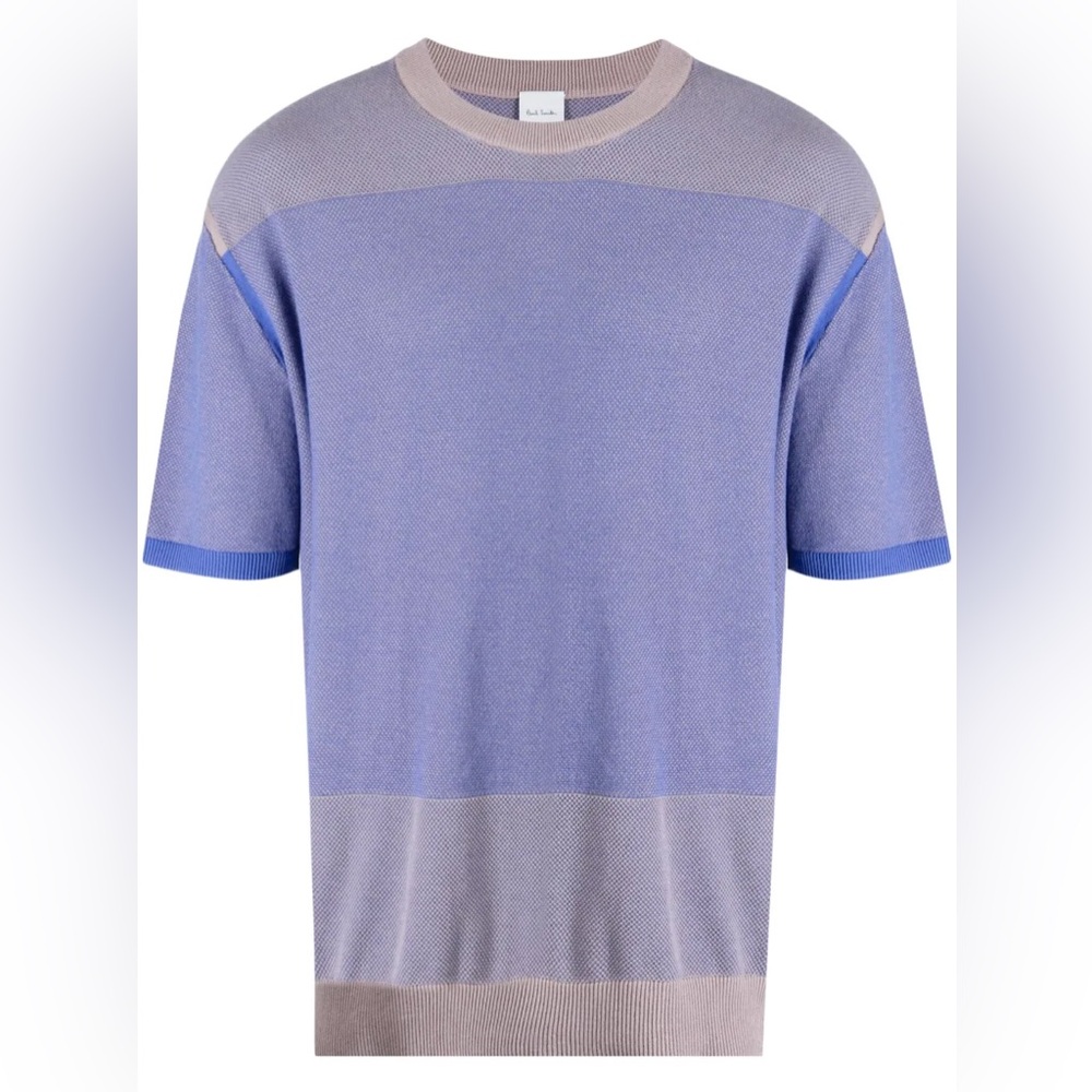 PAUL SMITH SS KNIT PANEL COTTON TOP MENS LARGE